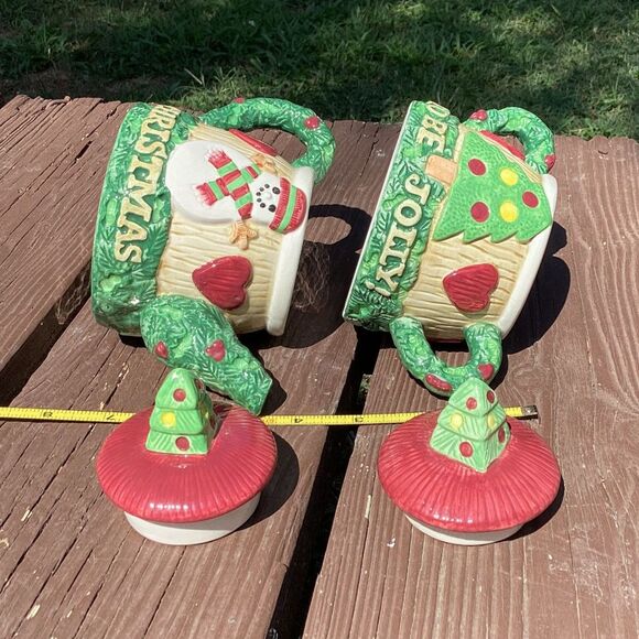 Vgt Fitz & Floyd Christmas Teapot Set Holiday Teapots Ceramic Tree Snowman Decor - Picture 6 of 6